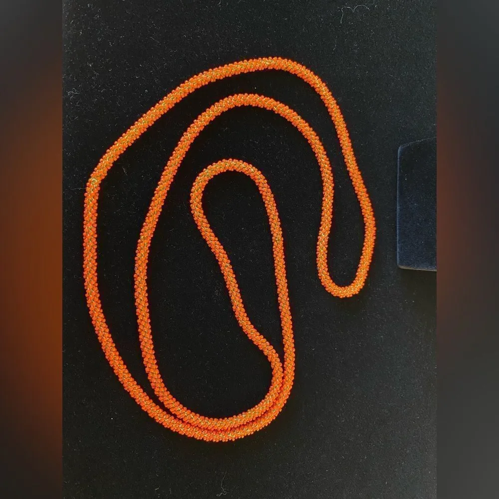 1950s-60s Deep Coral Microbeads & Vibrant Green Necklace
